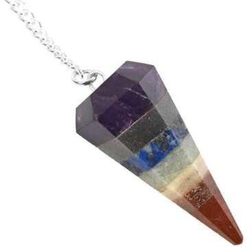 7 Chakra Stones Pendulum Gemstone Pendant Energy Healing Dowsing Crystal Pendulum Dowsing Pendulum w...