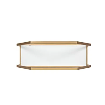 Kate and Laurel Adela Octagon Shelf White and Gold Glam