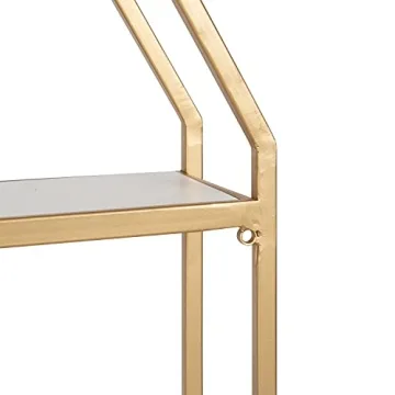 Kate and Laurel Adela Octagon Shelf White and Gold Glam