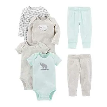 Comfortable Infant 6-Piece Bodysuit and Pants Set