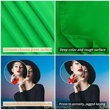 GFCC Green Screen Backdrop Background - 7x10FT Photography Backdrop Photo Background Screen for Video Recording Greenscreen Picture Photoshoot