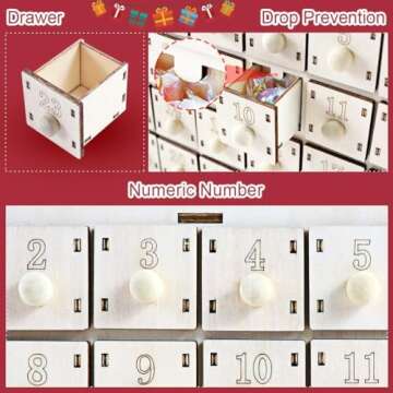 Topnew Wooden LED Christmas Advent Calendar for Holiday Fun