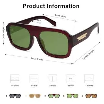 SOJOS Trendy Square Aviator Sunglasses for Womens Mens Polarized Plastic Frame Flat Top Designer Inspired Shades UV400 Sun Glasses SJ2281