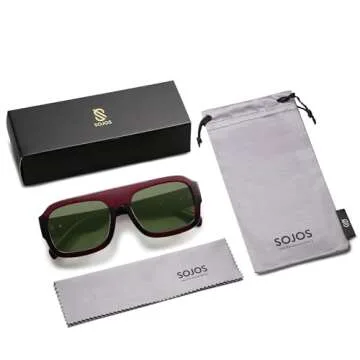 SOJOS Trendy Square Aviator Sunglasses for Womens Mens Polarized Plastic Frame Flat Top Designer Inspired Shades UV400 Sun Glasses SJ2281