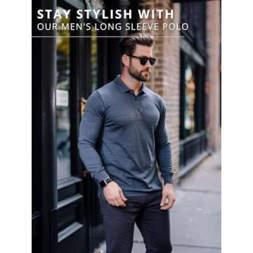 Merino Wool Polo Shirt Men - Anti-Odor 100% Merino Wool Shirts for Men Short Sleeve and Long Sleeve Breathable Polo (Large, Long Sleeve Black)