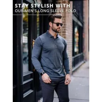 Merino Wool Polo Shirt Men - Anti-Odor 100% Merino Wool Shirts for Men Short Sleeve and Long Sleeve Breathable Polo (Large, Long Sleeve Black)