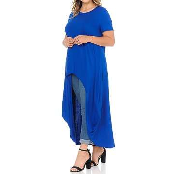 Pastel by Vivienne Women's High-Low Maxi Top in Plus Size X-Large Royal Blue