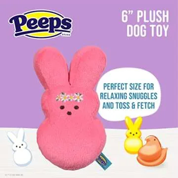 Peeps for Pets Plush Bunny Toy for Dogs, Pink Flower, Size Medium | Fun Way to Keep Your Pet Entertained for Hours | Soft, Cute, Cuddly, and Squeaky Dog Toy for Easter or Everyday Use