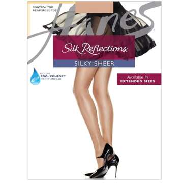 Hanes Silk Reflections Control Top Silky Pantyhose for Women