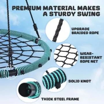 Trekassy Spider Web Saucer Swing 40 inch for Tree Kids with Steel Frame and Hanging Ropes