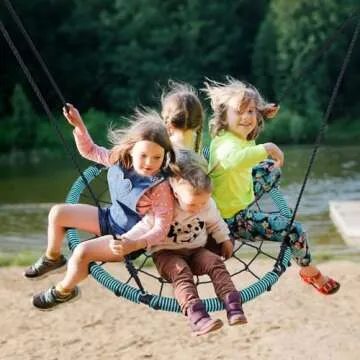 Trekassy Spider Web Saucer Swing 40 inch for Tree Kids with Steel Frame and Hanging Ropes