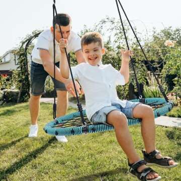 Trekassy Spider Web Saucer Swing 40 inch for Tree Kids with Steel Frame and Hanging Ropes