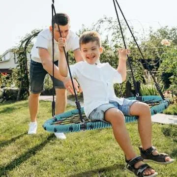 Trekassy Spider Web Saucer Swing 40 inch for Tree Kids with Steel Frame and Hanging Ropes