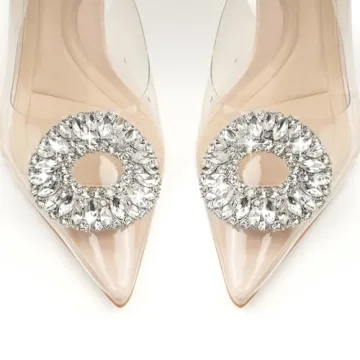 JENN ARDOR Clear Heels: Elegant Rhinestone Slingbacks