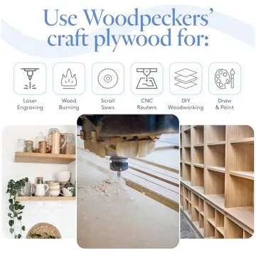 3 mm Baltic Birch Plywood 1/8 x 12 x 12 Inch, Box of 16 B/BB Grade Craft Wood, Stronger Than Basswood Sheets, for Laser, CNC Cutting and Wood Burning, by Woodpeckers