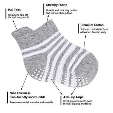 Infinicare Non-Slip Grip Baby Socks - Anti Skid Infant Baby Ankle Socks Low Cut for Infants Toddlers...