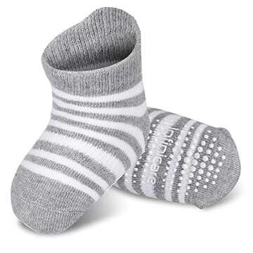 Infinicare Non-Slip Grip Baby Socks - Anti Skid Infant Baby Ankle Socks Low Cut for Infants Toddlers Kids Girls Boys