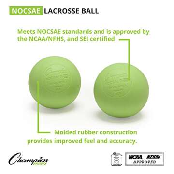 Champion Sports Colored Lacrosse Balls: Green Official Size Sporting Goods Equipment for Professiona...