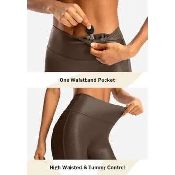 SANTINY Women's Faux Leather Leggings 25''/27''/29''-High Waisted Stretch Leather Pants Pleather Tights for Women（Brown04_25L） Brown