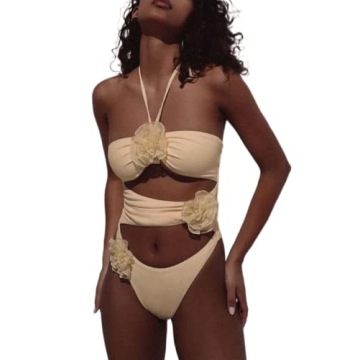 Trendy Women Cut Out Bodysuit with Floral Decor