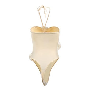 Trendy Women Cut Out Bodysuit with Floral Decor