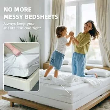 ALIMOSTY Open Corner Bed Sheet Holder with Lock Strips, Heavy Duty Bedsheet Clips with Enhanced Straps Mattress, Keep Sheets Firm and Tight, No More Loose Sheets, Easy Installation(White)