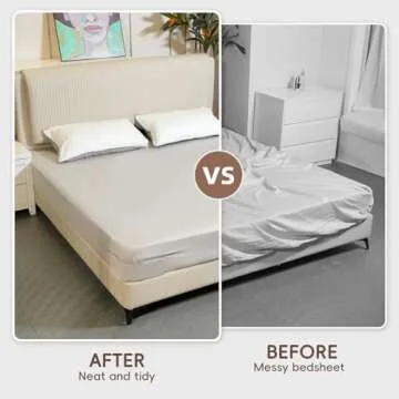 ALIMOSTY Open Corner Bed Sheet Holder with Lock Strips, Heavy Duty Bedsheet Clips with Enhanced Straps Mattress, Keep Sheets Firm and Tight, No More Loose Sheets, Easy Installation(White)