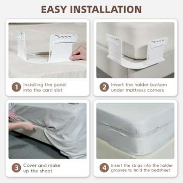 ALIMOSTY Open Corner Bed Sheet Holder with Lock Strips, Heavy Duty Bedsheet Clips with Enhanced Straps Mattress, Keep Sheets Firm and Tight, No More Loose Sheets, Easy Installation(White)