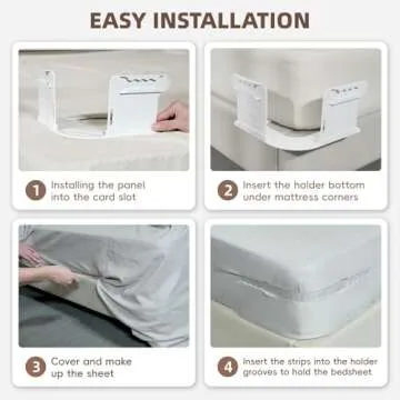 ALIMOSTY Open Corner Bed Sheet Holder with Lock Strips, Heavy Duty Bedsheet Clips with Enhanced Straps Mattress, Keep Sheets Firm and Tight, No More Loose Sheets, Easy Installation(White)