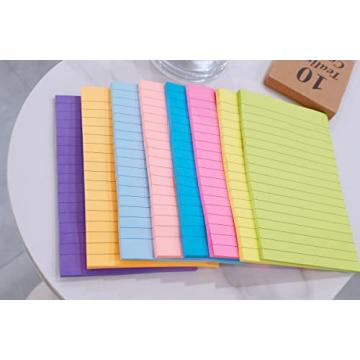 8 Colorful Lined Sticky Notes for Home or Office
