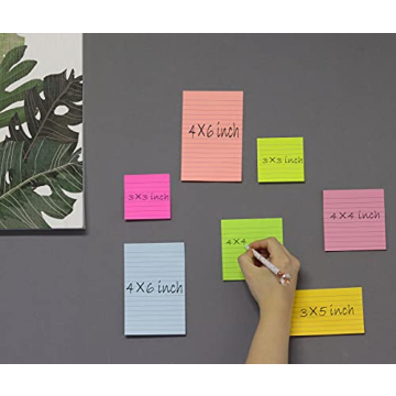 8 Colorful Lined Sticky Notes for Home or Office