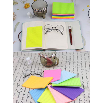 8 Colorful Lined Sticky Notes for Home or Office