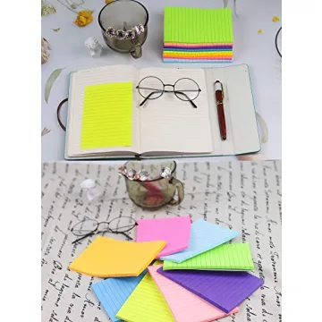 8 Colorful Lined Sticky Notes for Home or Office