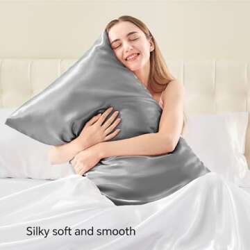 BEDELITE Satin Pillowcase for Hair and Skin, Super Soft and Cooling Similar to Silk Pillow Cases 2 P...