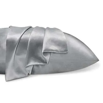 BEDELITE Satin Pillowcase for Hair and Skin, Super Soft and Cooling Similar to Silk Pillow Cases 2 Pack with Envelope Closure, Gift for Women Men(20"x40" King Size, Grey)