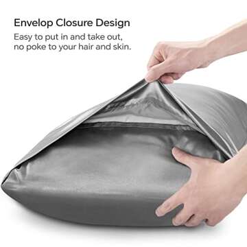 BEDELITE Satin Pillowcase for Hair and Skin, Super Soft and Cooling Similar to Silk Pillow Cases 2 Pack with Envelope Closure, Gift for Women Men(20"x40" King Size, Grey)