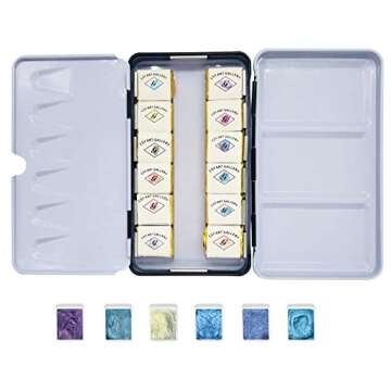 CSY art gallery Metallic Watercolor Paints Set Handmade Glitter Shimmering Double Color Water Color ...