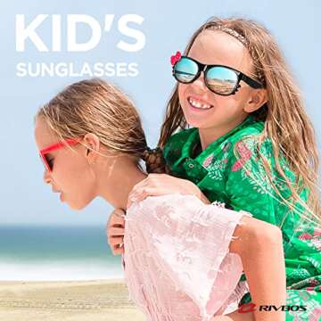 RIVBOS Kids Sunglasses for Girls Boys with Strap Polarized UV Protection Flexible Rubber Shades Age ...