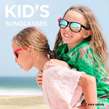 RIVBOS Kids Sunglasses for Girls Boys with Strap Polarized UV Protection Flexible Rubber Shades Age ...