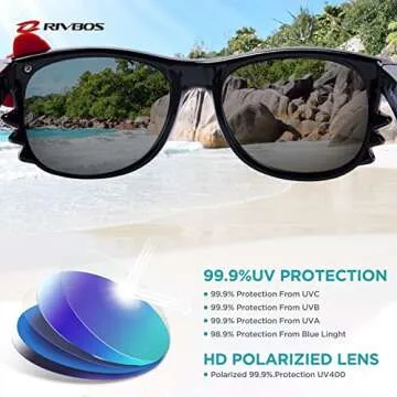 RIVBOS Kids Sunglasses for Girls Boys with Strap Polarized UV Protection Flexible Rubber Shades Age 3-10 RBK002-Black