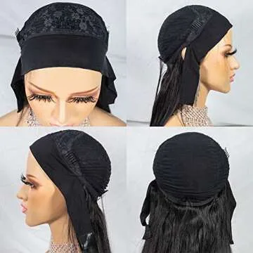 Headband Wig Kinky Curly None Lace Front Wigs Brizilian Virgin Hair Machine Made Human Hair Curly Wigs for Black Women 150% Density Natural Color 18 inch