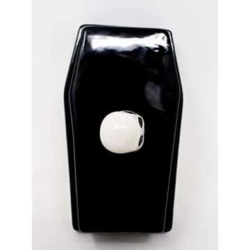 Boston Warehouse Coffin Shaped with Skull Handle Covered Butter Dish, Standard, Black