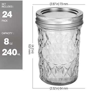 VERONES Mason Jars 8OZ, 8 OZ Canning Jars Jelly Jars With Regular Lids and Bands, Ideal for Jam, Hon...