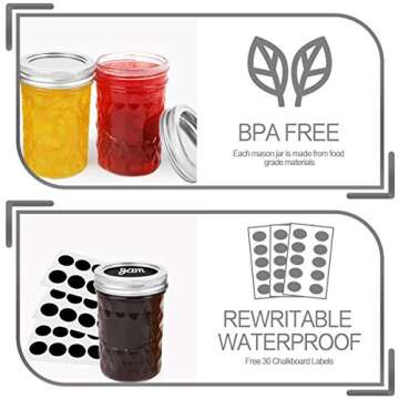 Quality 8OZ Mason Jars Set for Canning & Gifts