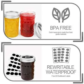 Quality 8OZ Mason Jars Set for Canning & Gifts