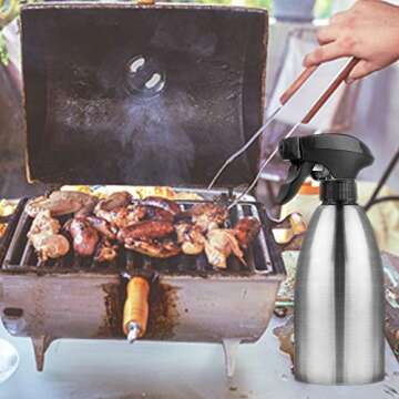 Accmor Olive Oil Sprayer, Vinegar Sprayer Dispenser, Safety Exquisitely Stainless Steel Container Seasoning Kitchenware Tools for BBQ, Cooking, Frying and Grilling (17oz (500ML))