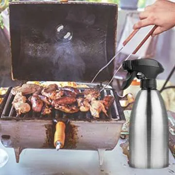 Accmor Olive Oil Sprayer, Vinegar Sprayer Dispenser, Safety Exquisitely Stainless Steel Container Seasoning Kitchenware Tools for BBQ, Cooking, Frying and Grilling (17oz (500ML))