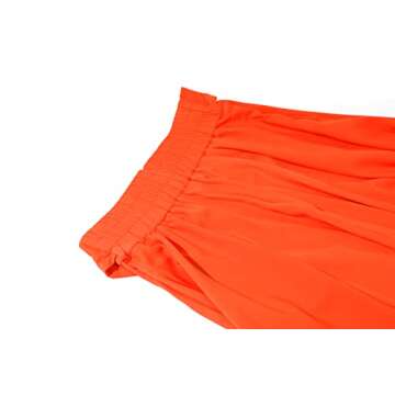 chouyatou Women's Elegant High Waisted Side Slit Irregular Bohemian Maxi Skirt with Pockets (Large, Orange)