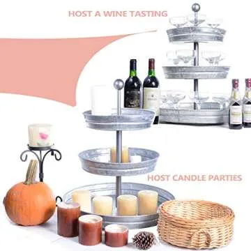 DELBRIO 3 Tier Jumbo Serving Tray - Rustic Farmhouse Decor