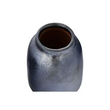Creative Co-Op Round Terracotta Vases with Reactive Glaze Finish (Set of 2 Sizes/Each one Will Vary) Pot Set, Black